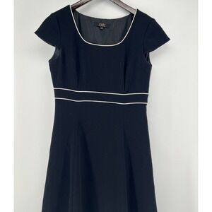 Alex Marie Navy Cap Sleeve Sheath Dress White Piping Size 4 MSRP $119